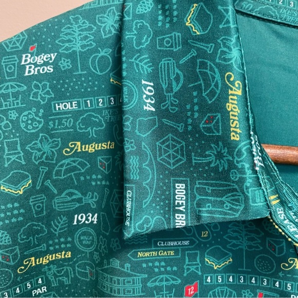 Bogey Bros Men’s XXL Augusta Green Polo Golf Shirt Retired Print - Picture 3 of 9